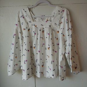 Madewell Square Neck Cotton Floral Peasant Top SZ M NWT